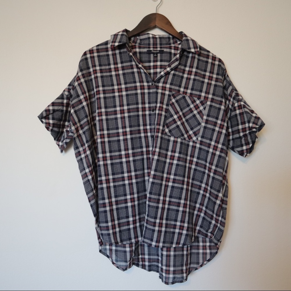 MADEWELL button up plaid collared top size small - Picture 3 of 7